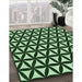 Patterned Pastel Green Rug in Family Room, pat2509grn