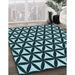 Patterned Deep Teal Green Rug in Family Room, pat2509lblu