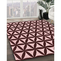 Patterned Pink Daisy Pink Rug, pat2509rd