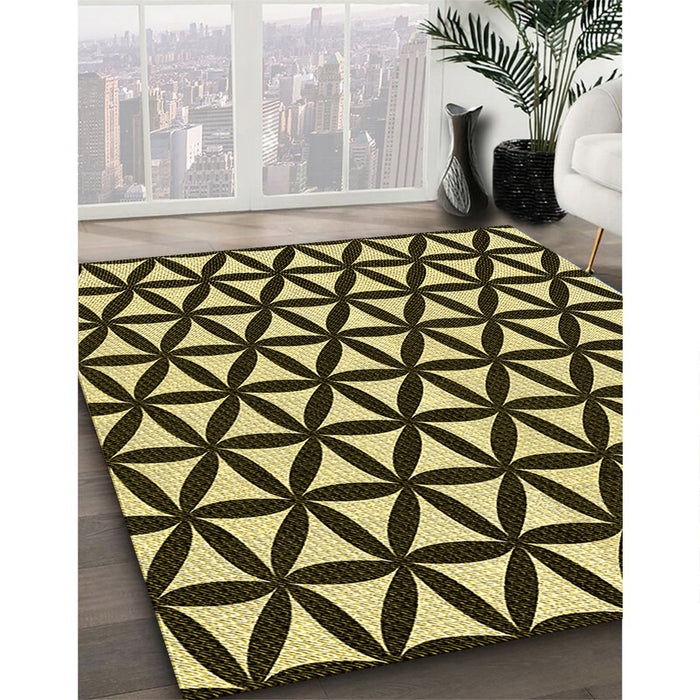 Patterned Metallic Gold Rug in Family Room, pat2509yw