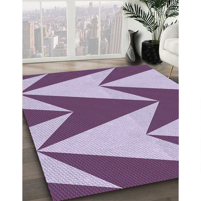 Patterned Purple Rug in Family Room, pat251blu