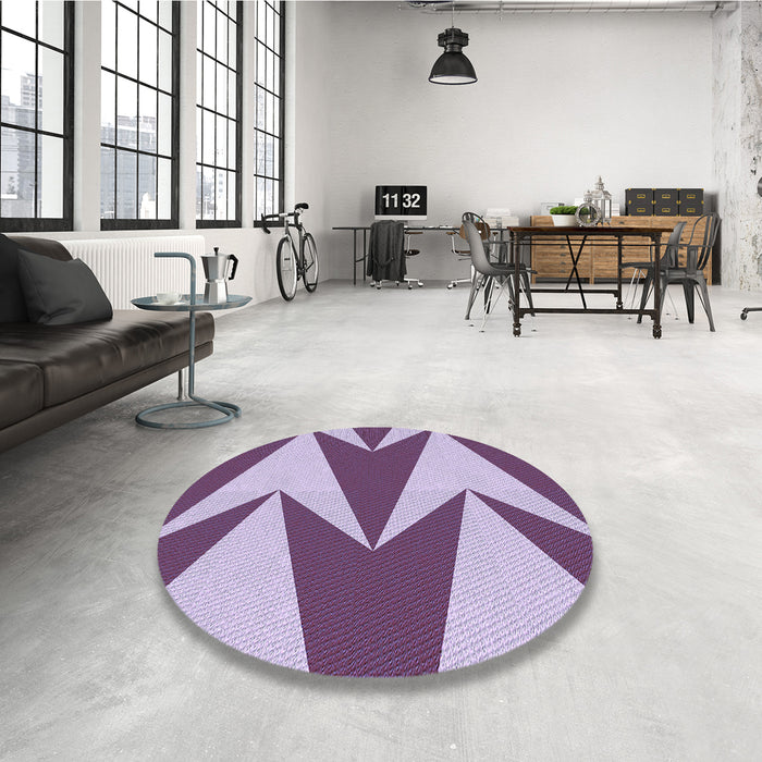 Round Patterned Purple Rug in a Office, pat251blu