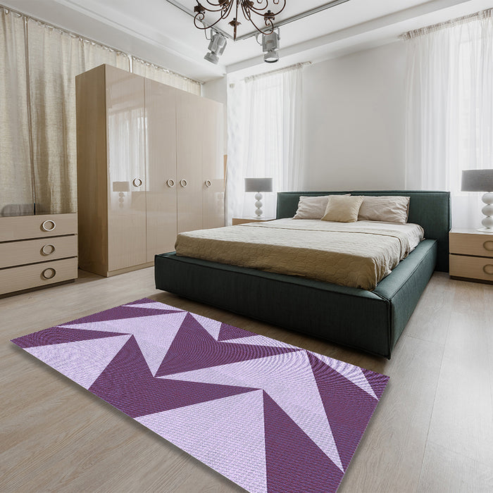 Round Machine Washable Transitional Purple Rug in a Office, wshpat251blu