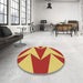 Round Patterned Bright Gold Yellow Rug in a Office, pat251brn