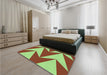Patterned Green Rug in a Bedroom, pat251lblu