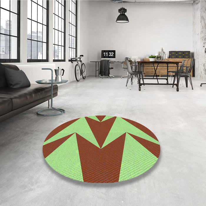 Round Patterned Green Rug in a Office, pat251lblu