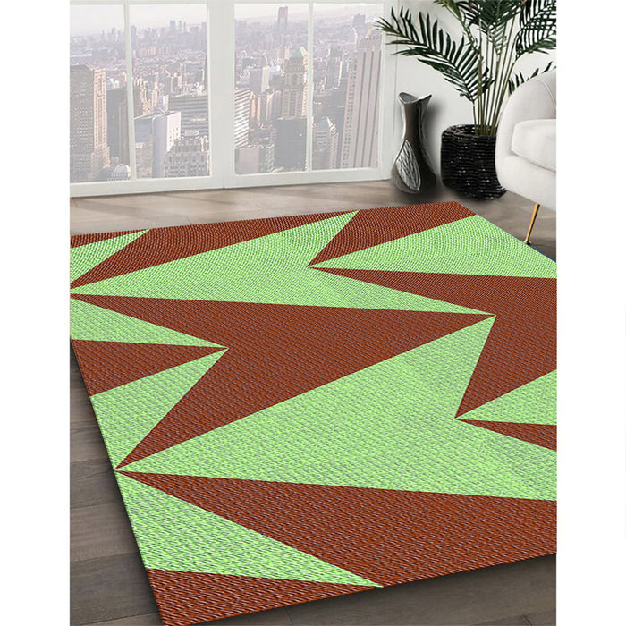 Patterned Green Rug in Family Room, pat251lblu