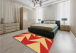 Patterned Saffron Yellow Rug in a Bedroom, pat251org