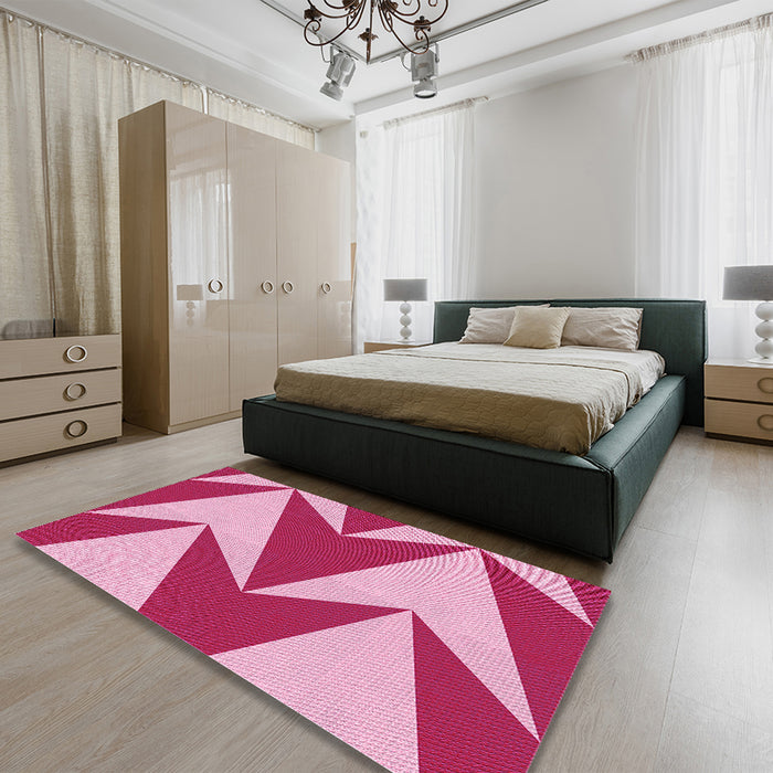 Round Machine Washable Transitional Pastel Purple Pink Rug in a Office, wshpat251pur