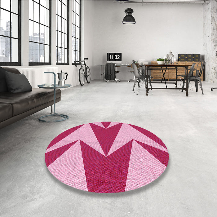 Round Patterned Pastel Purple Pink Rug in a Office, pat251pur