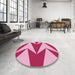 Round Patterned Pastel Purple Pink Rug in a Office, pat251pur