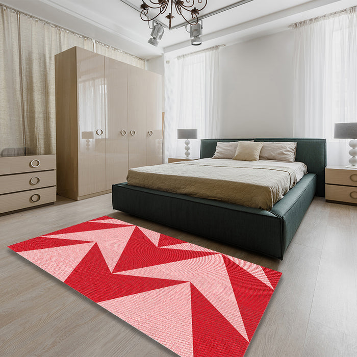 Round Machine Washable Transitional Pastel Pink Rug in a Office, wshpat251rd