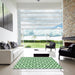 Square Patterned Mint Green Rug in a Living Room, pat2510grn