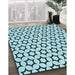 Patterned Aquamarine Stone Green Rug in Family Room, pat2510lblu