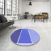 Round Patterned Sky Blue Rug in a Office, pat2511blu