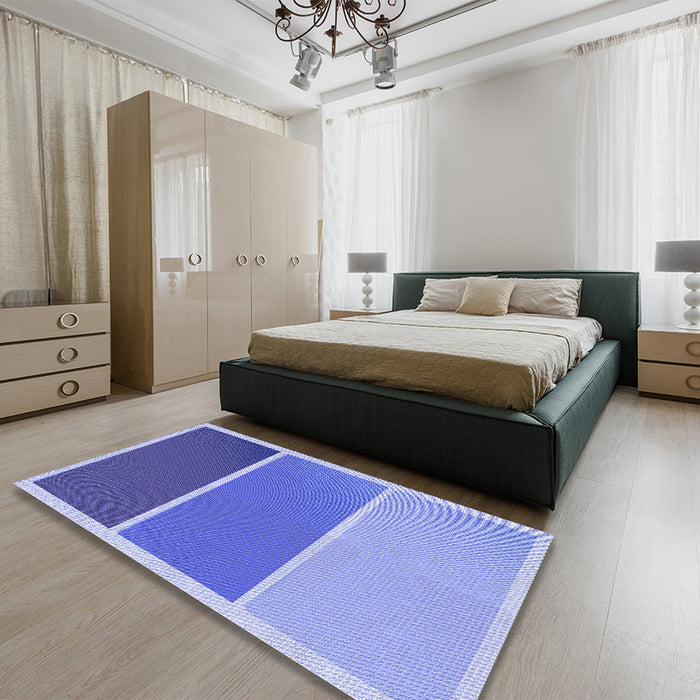 Patterned Sky Blue Rug in a Bedroom, pat2511blu