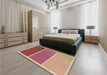 Patterned Crimson Red Rug in a Bedroom, pat2511brn