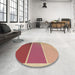 Round Patterned Crimson Red Rug in a Office, pat2511brn