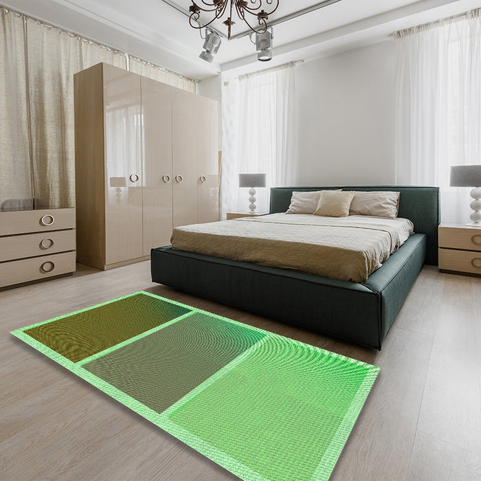 Patterned Fern Green Rug in a Bedroom, pat2511grn