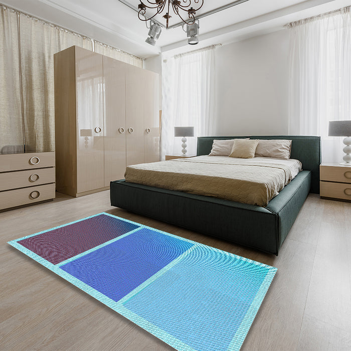 Patterned Deep Periwinkle Purple Rug in a Bedroom, pat2511lblu