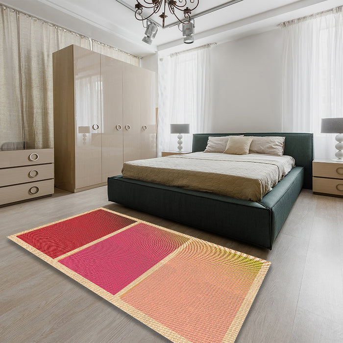 Patterned Brown Sand Brown Rug in a Bedroom, pat2511org