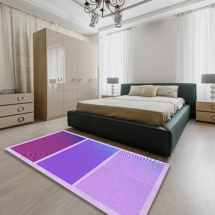 Round Machine Washable Transitional Bright Lilac Purple Rug in a Office, wshpat2511pur