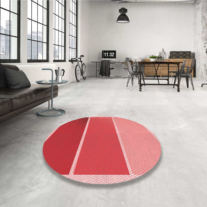 Round Patterned Red Rug in a Office, pat2511rd