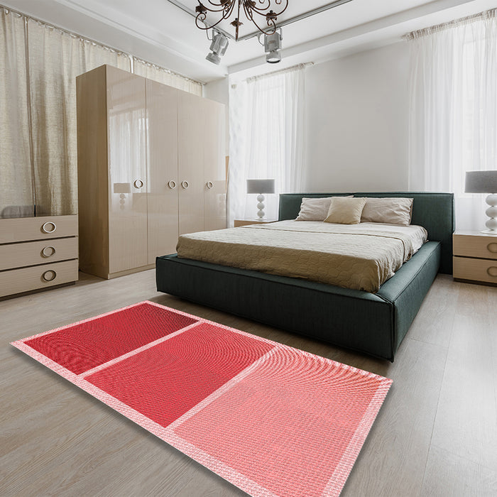 Patterned Red Rug in a Bedroom, pat2511rd