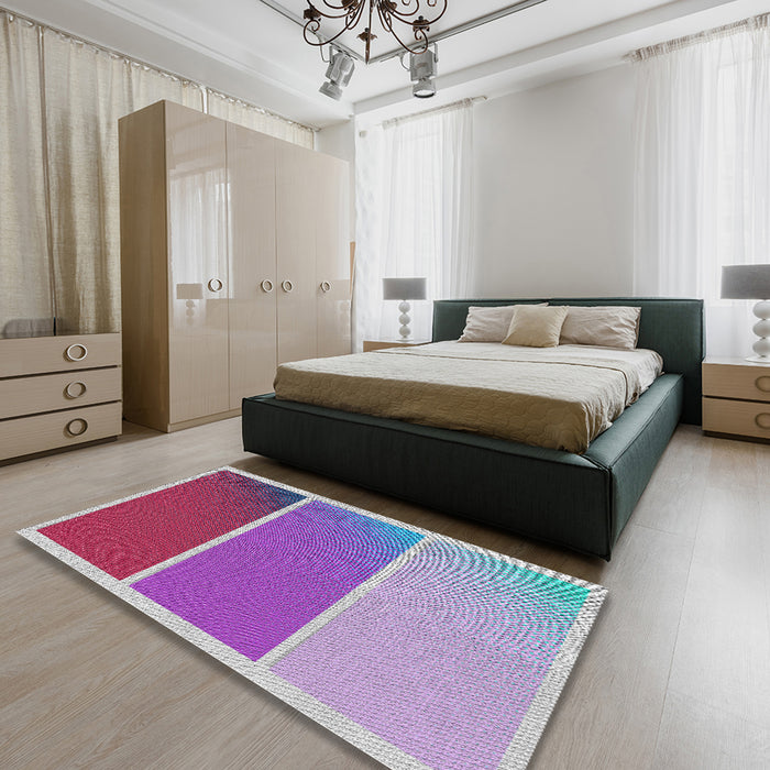 Patterned Violet Red Pink Novelty Rug in a Bedroom, pat2511