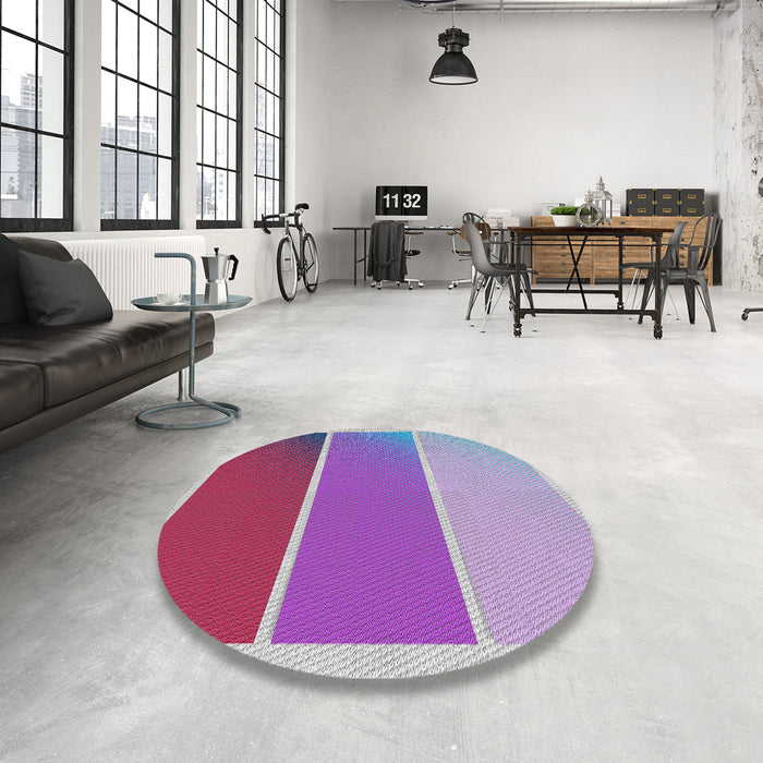 Round Patterned Violet Red Pink Novelty Rug in a Office, pat2511