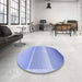 Round Patterned Light Slate Blue Rug in a Office, pat2512blu