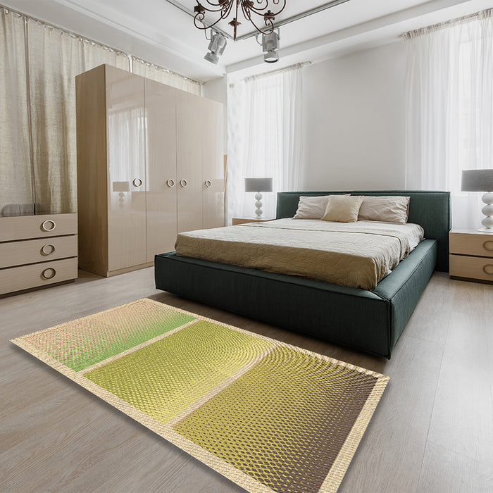 Patterned Cinnamon Brown Rug in a Bedroom, pat2512brn