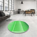 Round Patterned Neon Green Rug in a Office, pat2512grn