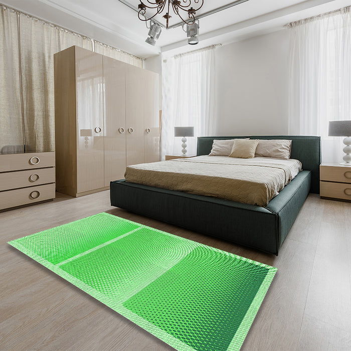 Patterned Neon Green Rug in a Bedroom, pat2512grn