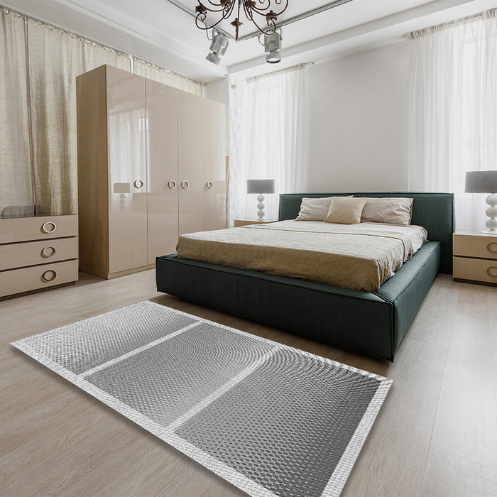 Patterned Platinum Gray Rug in a Bedroom, pat2512gry