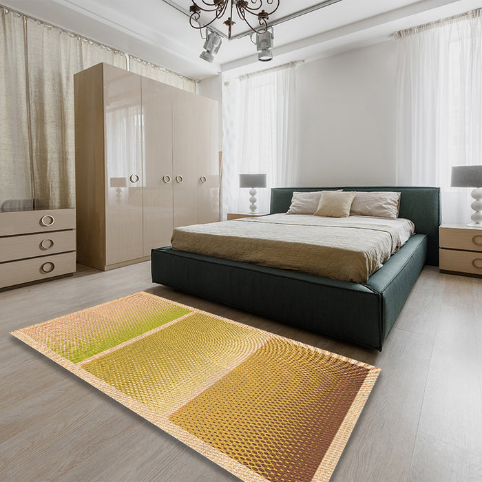 Round Machine Washable Transitional Orange Rug in a Office, wshpat2512org