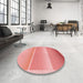 Round Patterned Pastel Pink Rug in a Office, pat2512rd