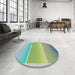 Round Machine Washable Transitional PaleGreen Rug in a Office, wshpat2512