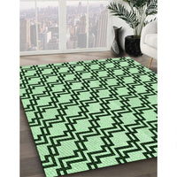 Patterned Deep Emerald Green Rug, pat2514grn