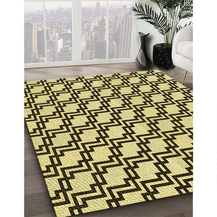 Patterned Mustard Yellow Rug in Family Room, pat2514yw