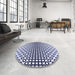 Round Patterned Blue Rug in a Office, pat2515blu