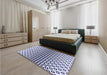 Patterned Blue Rug in a Bedroom, pat2515blu