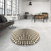 Round Patterned Vanilla Gold Rug in a Office, pat2515brn