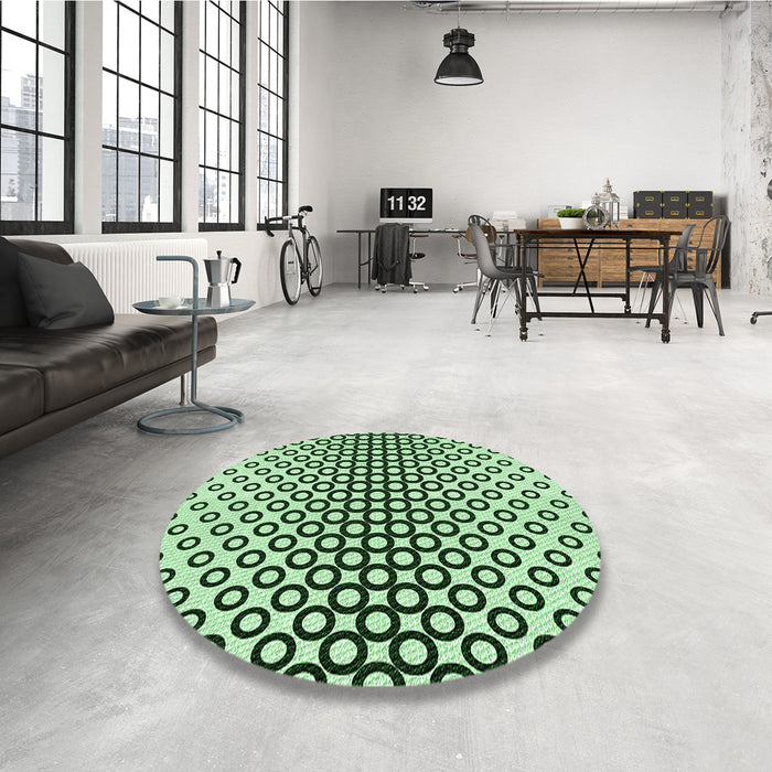 Round Patterned Mint Green Rug in a Office, pat2515grn