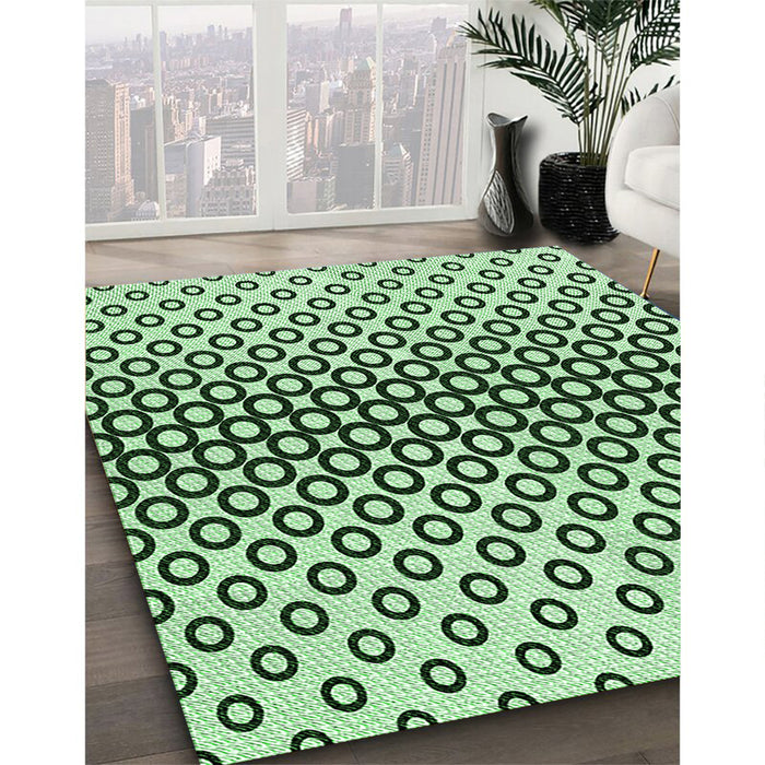 Patterned Mint Green Rug in Family Room, pat2515grn
