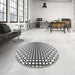 Round Patterned Platinum Gray Rug in a Office, pat2515gry