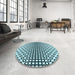 Round Patterned Blue Rug in a Office, pat2515lblu