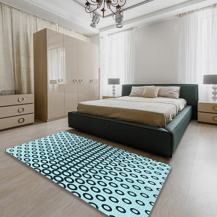 Patterned Blue Rug in a Bedroom, pat2515lblu