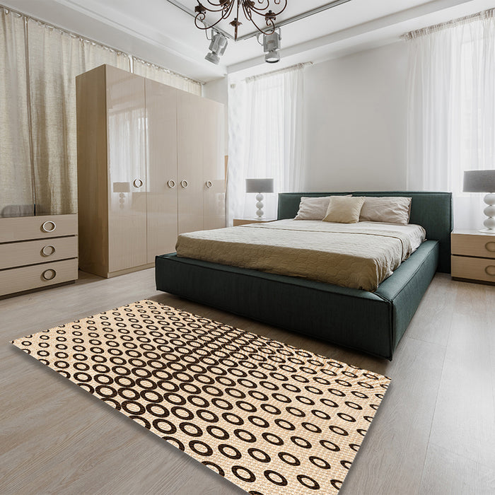Round Machine Washable Transitional Golden Blonde Gold Rug in a Office, wshpat2515org