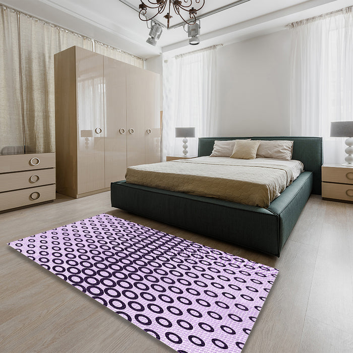Round Machine Washable Transitional Purple Rug in a Office, wshpat2515pur
